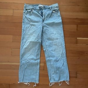 Abercrombie & Fitch Women's Blue Ultra High Rise Crop Wide Leg Jeans 32/14R